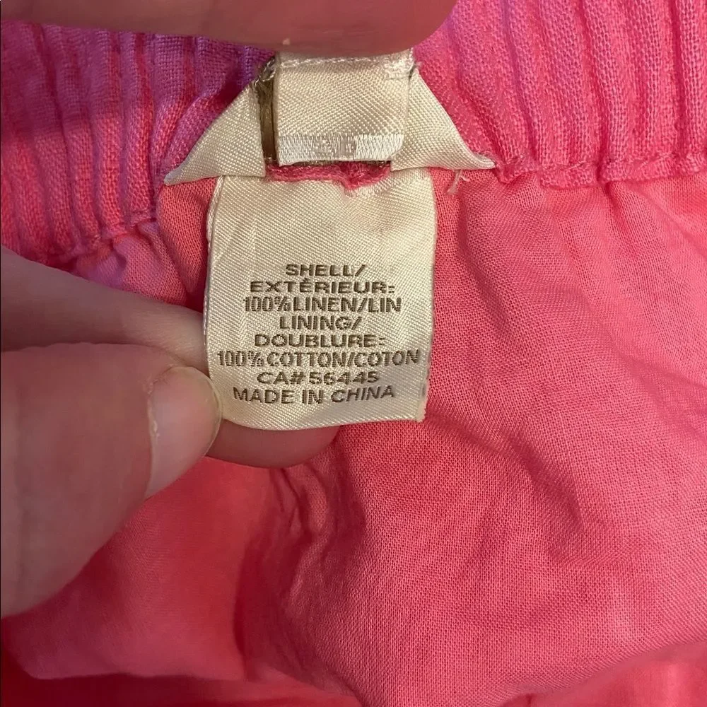 J. Crew Pink Paperbag Waist 100% Linen Chic Pocketed Skirt Size 8